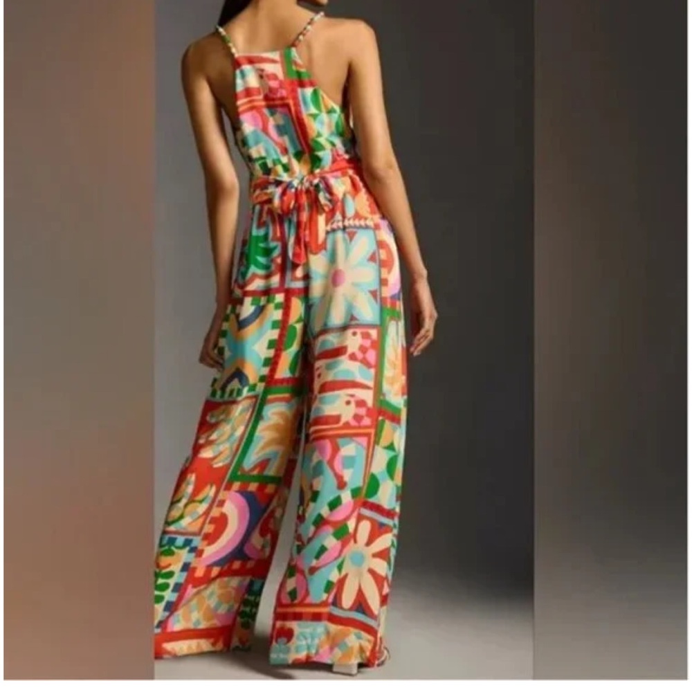 Farm Rio Anthropologie Jumpsuit Wide Leg Patchwork Sleeveless size M - Picture 2 of 3
